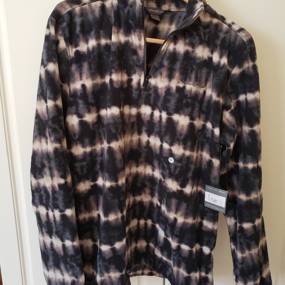 Eddie Bauer Men's 1/4 zip fleece, size L, color is Coal multi  NWT